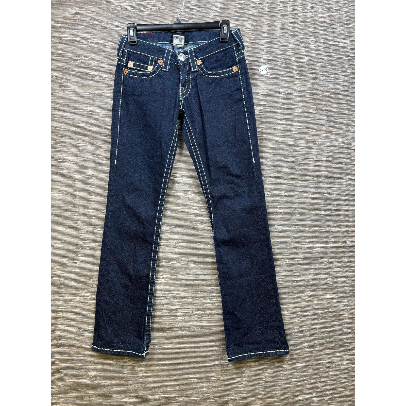 True Religion Johnny Big T Jean Womens 25x32 Blue Dark Wash Straight Denim Pants